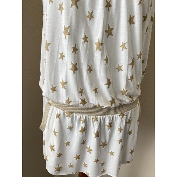 Victoria's Secret Size Small White Gold Star Print Sleeveless Swimsuit Cover Up - Picture 2 of 6